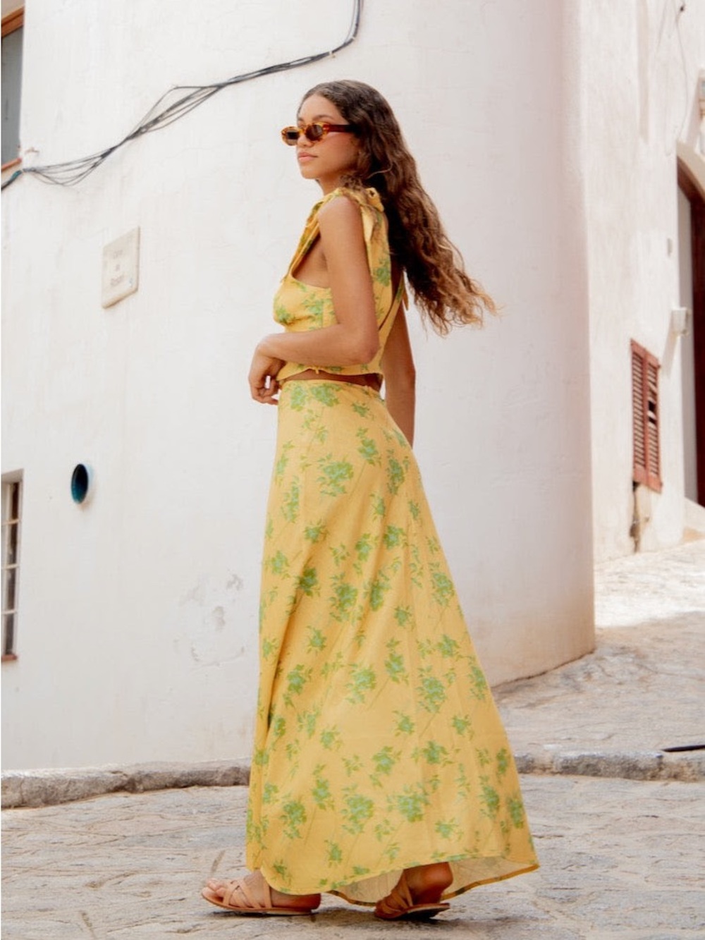 Veg Girl Yellow Floral Maxi Skirt